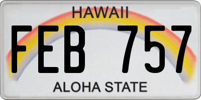 HI license plate FEB757