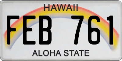 HI license plate FEB761