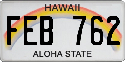 HI license plate FEB762
