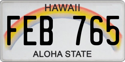 HI license plate FEB765