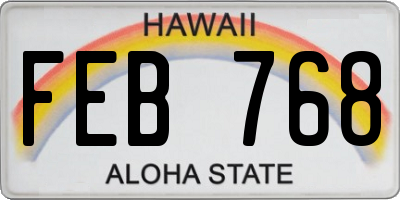 HI license plate FEB768