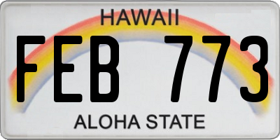 HI license plate FEB773