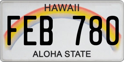 HI license plate FEB780