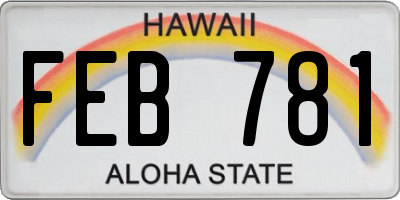HI license plate FEB781