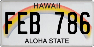 HI license plate FEB786