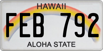 HI license plate FEB792
