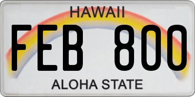 HI license plate FEB800