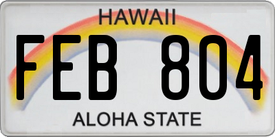 HI license plate FEB804