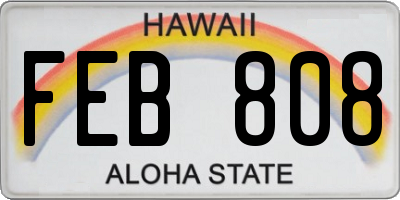 HI license plate FEB808