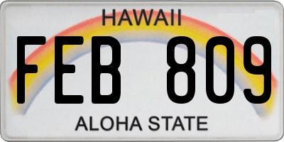 HI license plate FEB809