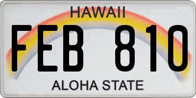 HI license plate FEB810