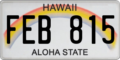 HI license plate FEB815