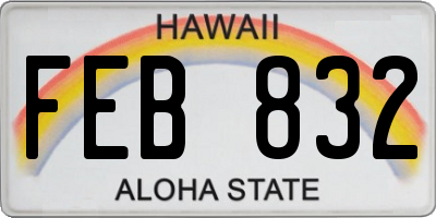 HI license plate FEB832