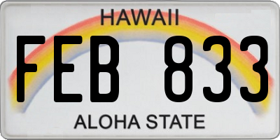 HI license plate FEB833