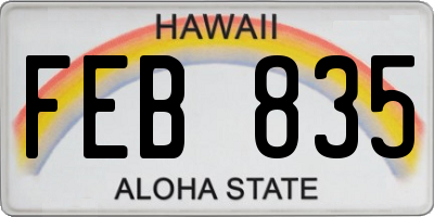 HI license plate FEB835
