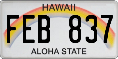 HI license plate FEB837