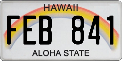 HI license plate FEB841