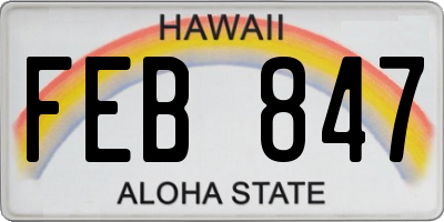 HI license plate FEB847