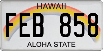 HI license plate FEB858