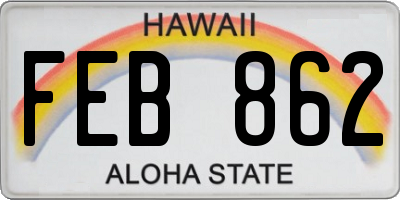 HI license plate FEB862