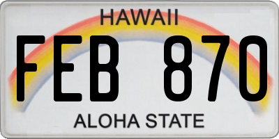 HI license plate FEB870