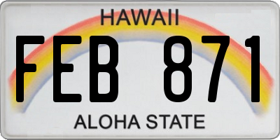 HI license plate FEB871