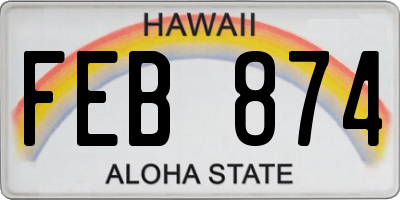 HI license plate FEB874