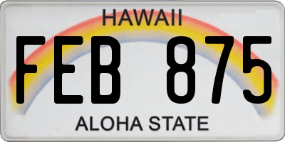 HI license plate FEB875