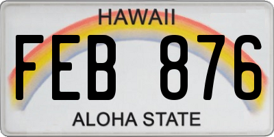 HI license plate FEB876