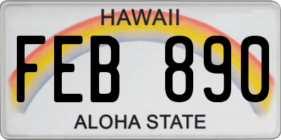 HI license plate FEB890