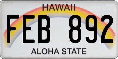 HI license plate FEB892