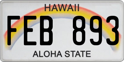 HI license plate FEB893