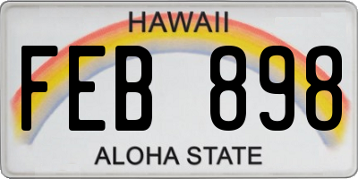 HI license plate FEB898