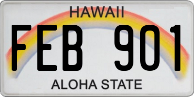 HI license plate FEB901