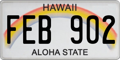 HI license plate FEB902