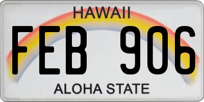 HI license plate FEB906