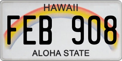 HI license plate FEB908