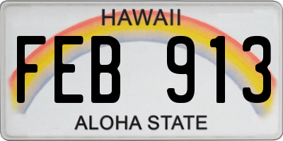 HI license plate FEB913