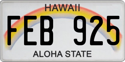 HI license plate FEB925