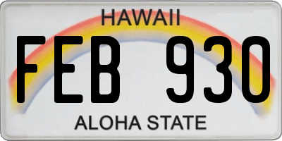 HI license plate FEB930