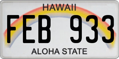 HI license plate FEB933