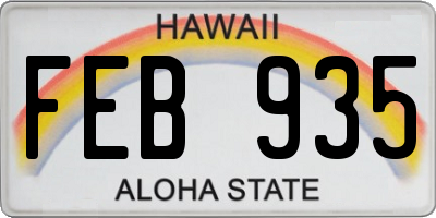 HI license plate FEB935