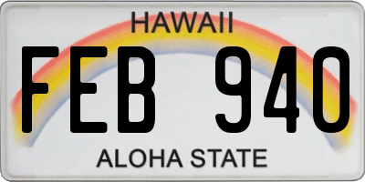 HI license plate FEB940