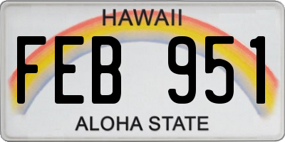 HI license plate FEB951