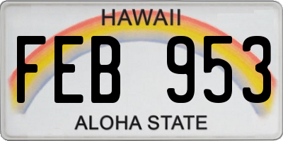 HI license plate FEB953