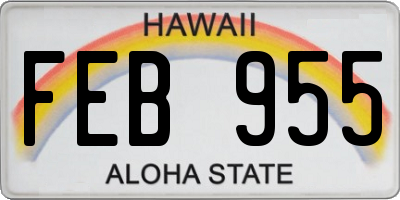 HI license plate FEB955