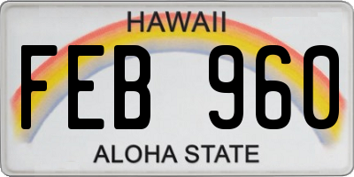 HI license plate FEB960