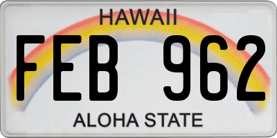 HI license plate FEB962