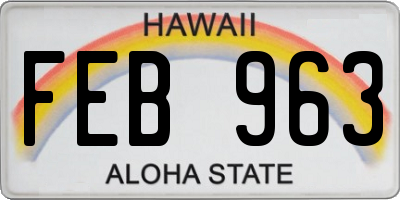 HI license plate FEB963