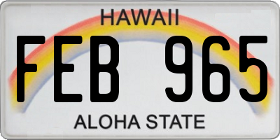 HI license plate FEB965